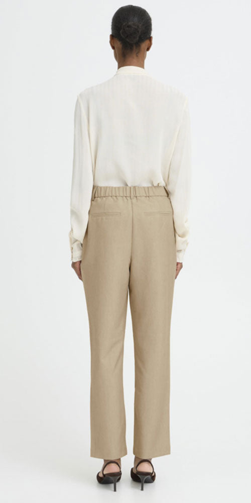 B.Young Straight Leg Cropped Trousers, hummus
