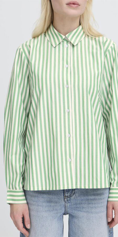 B.Young Button Up Shirt, green stripe
