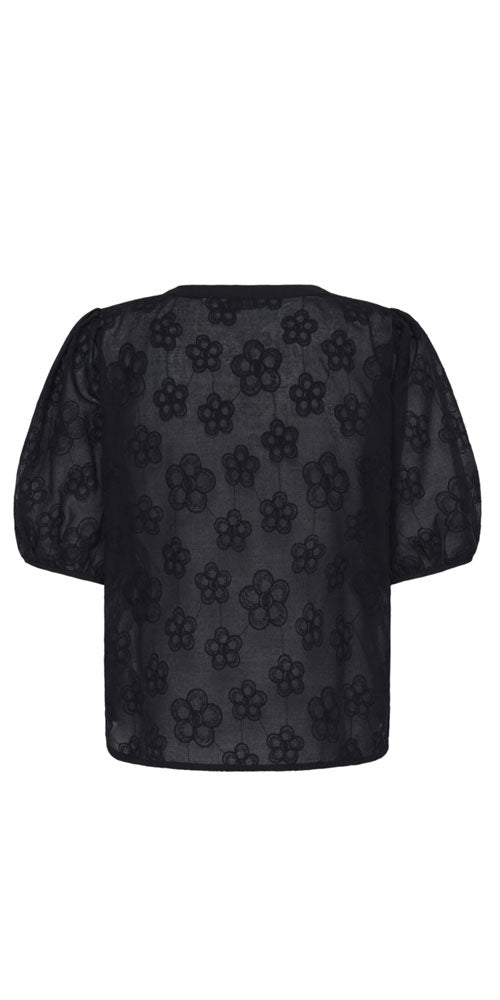B.Young Cotton Organza Blouse, black flower