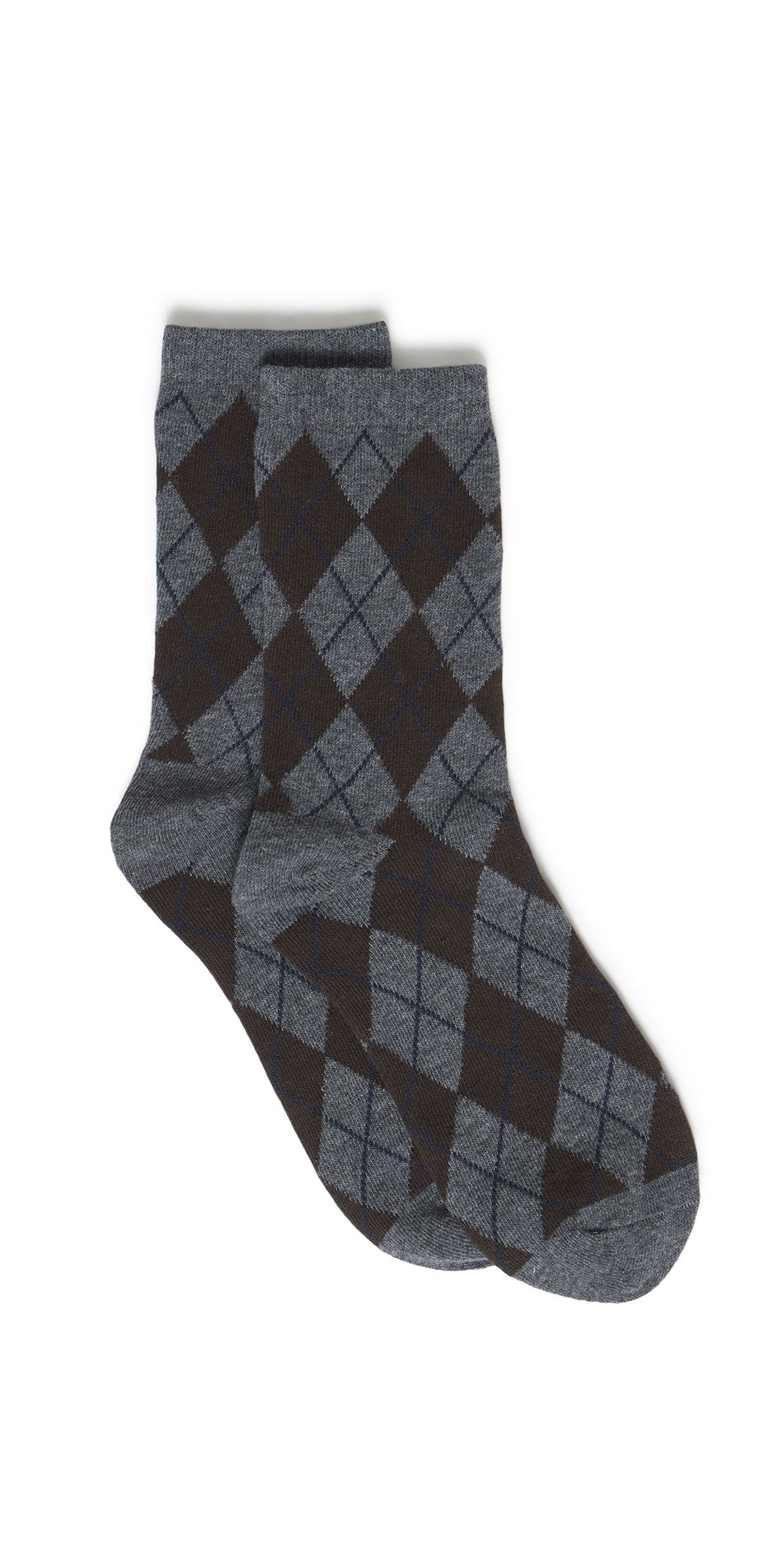 B.Young Argyle Socks, charcoal/brown