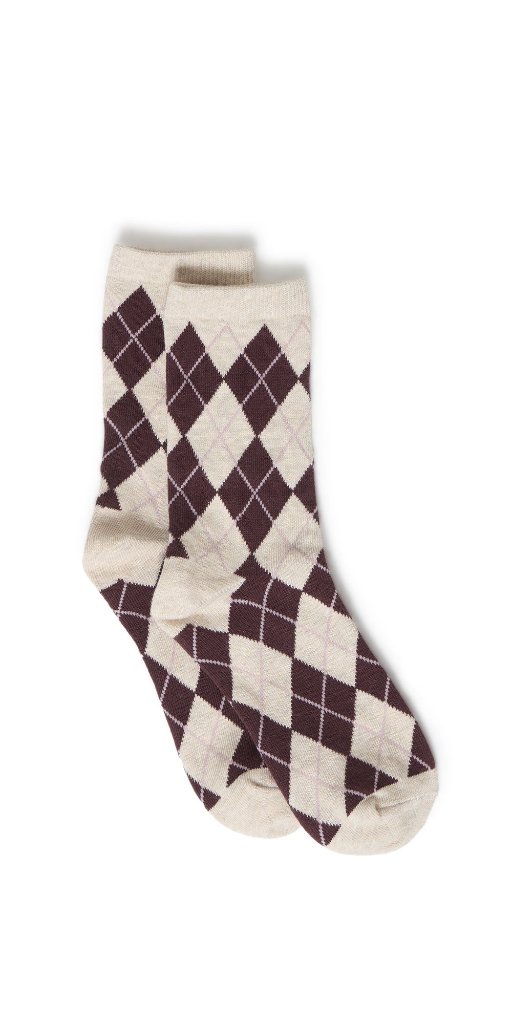 B.Young Argyle Socks, oatmeal/burgundy