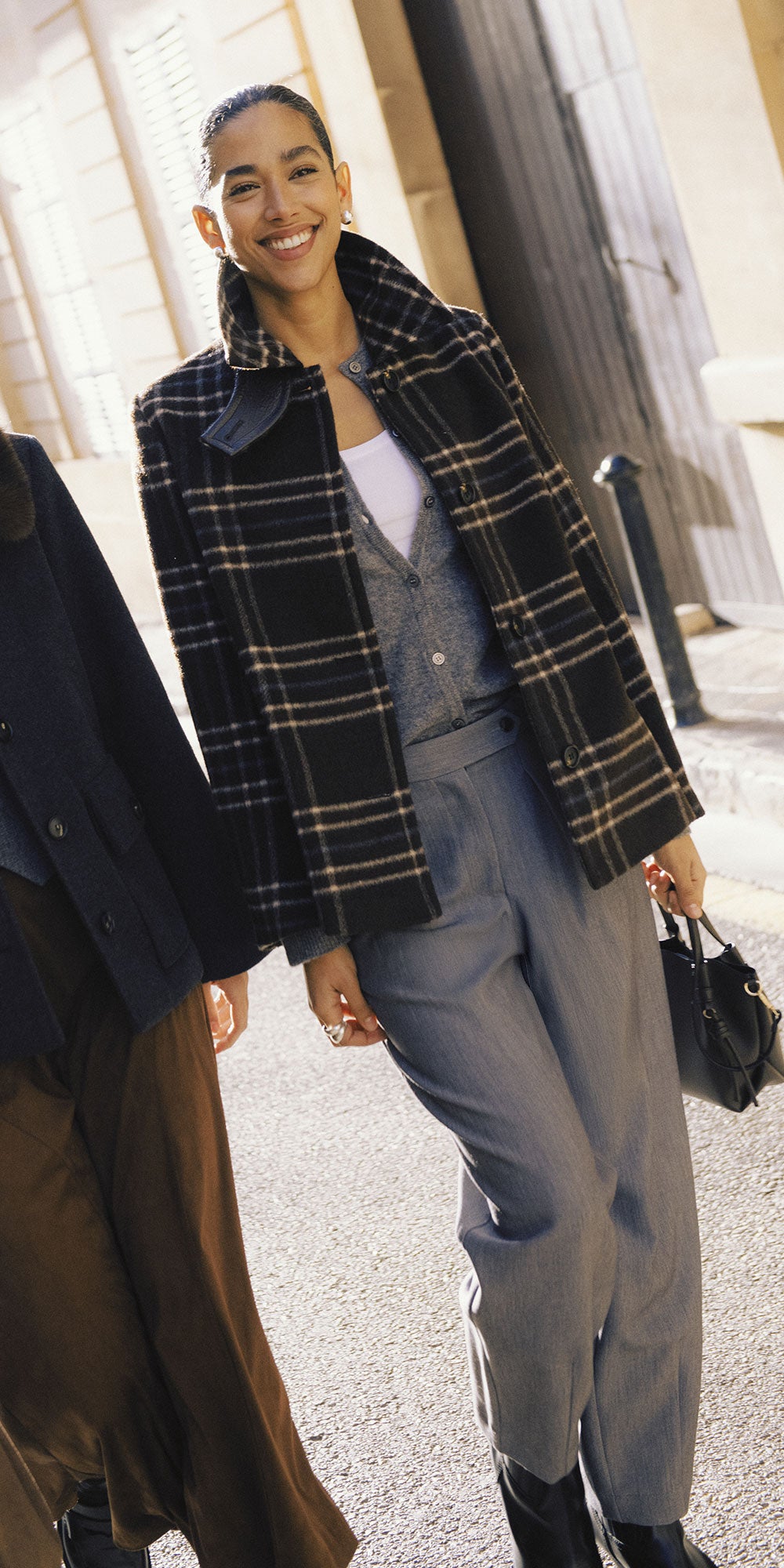 B.Young Brushed Plaid Coat