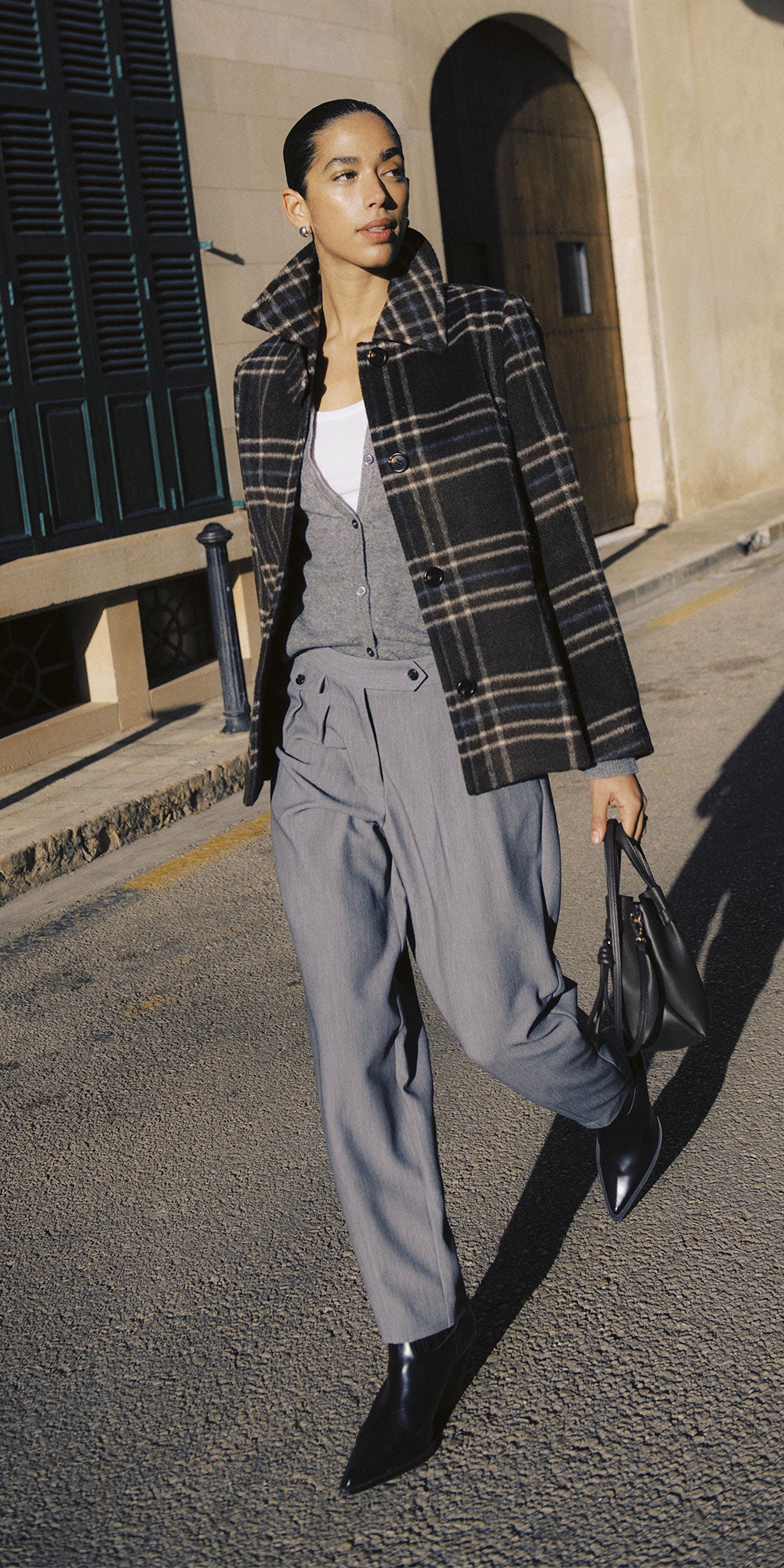 B.Young Brushed Plaid Coat