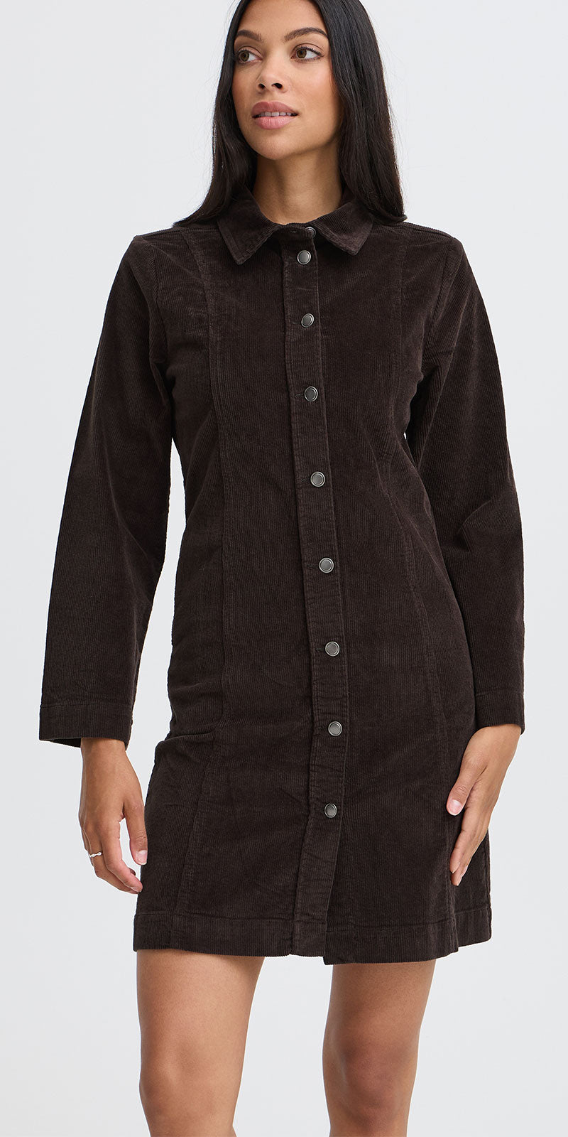 B.Young Corduroy Button Dress, chocolate brown