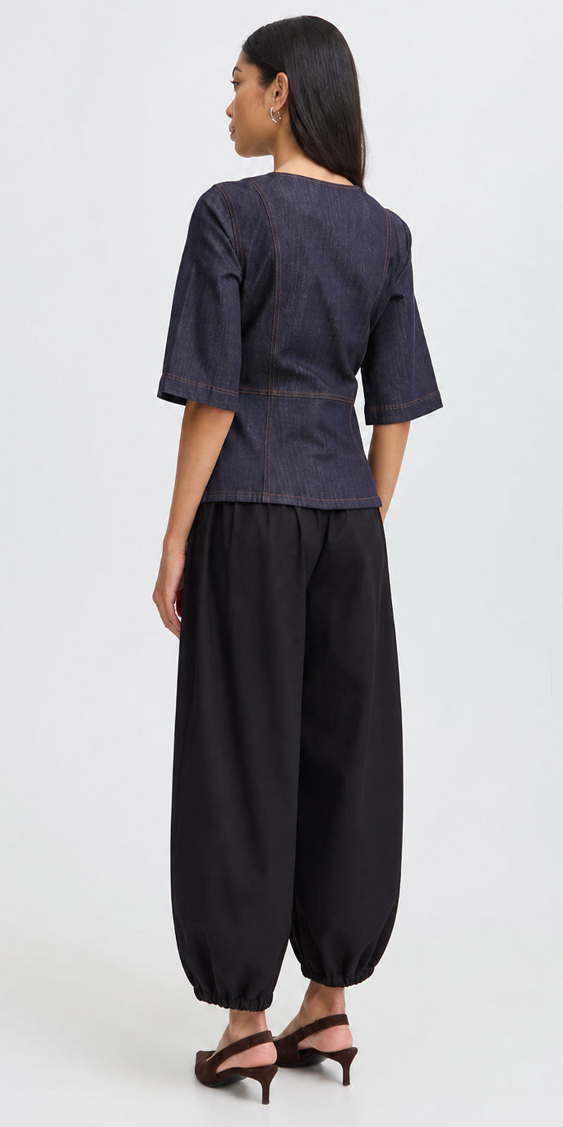 B.Young Dark Denim Peplum Top