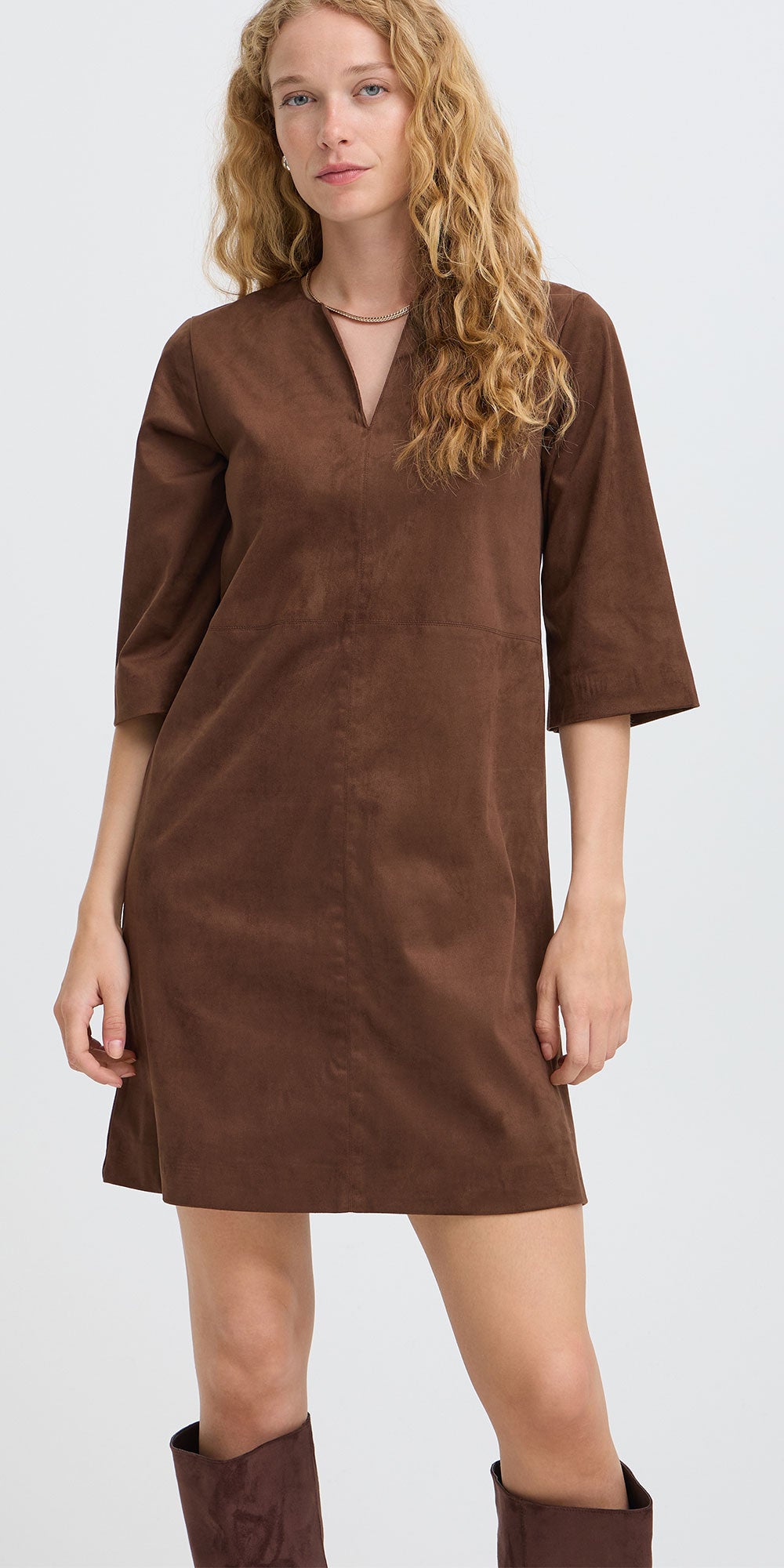 B.Young Faux Suede Shift Dress