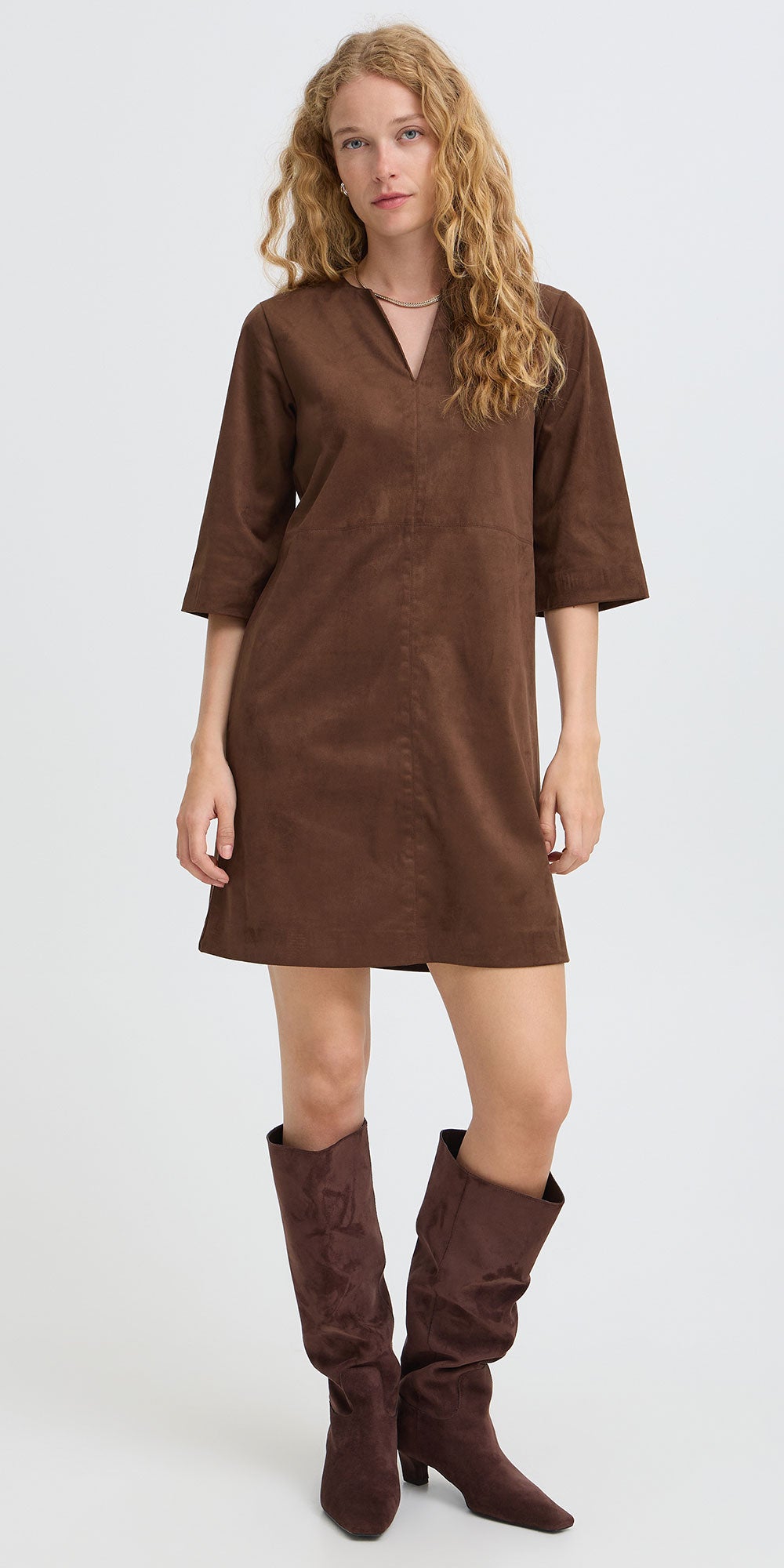 B.Young Faux Suede Shift Dress