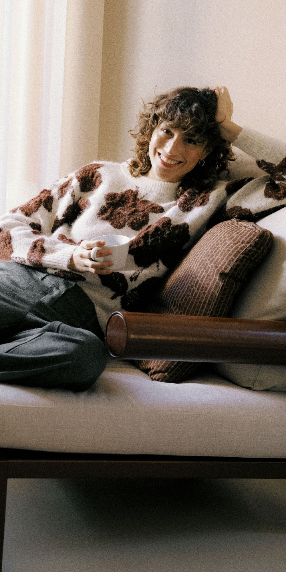 B.Young Textural Flower Sweater