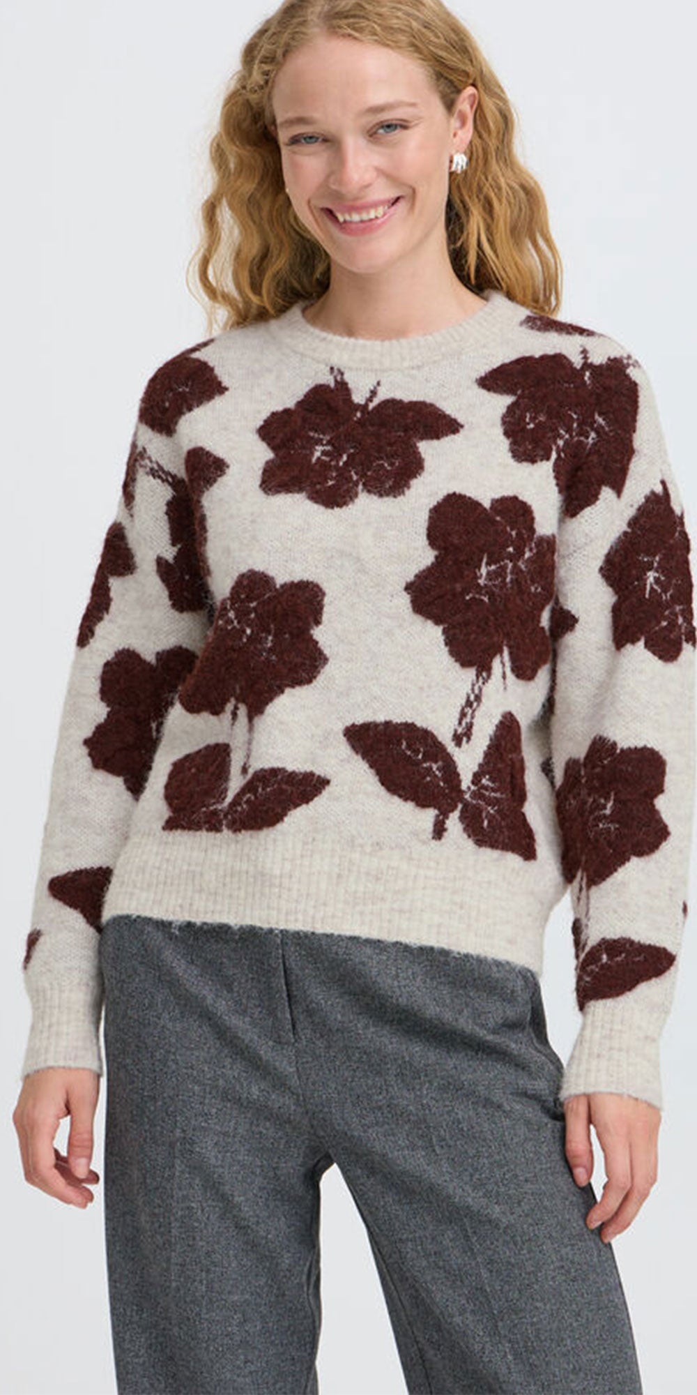 B.Young Textural Flower Sweater