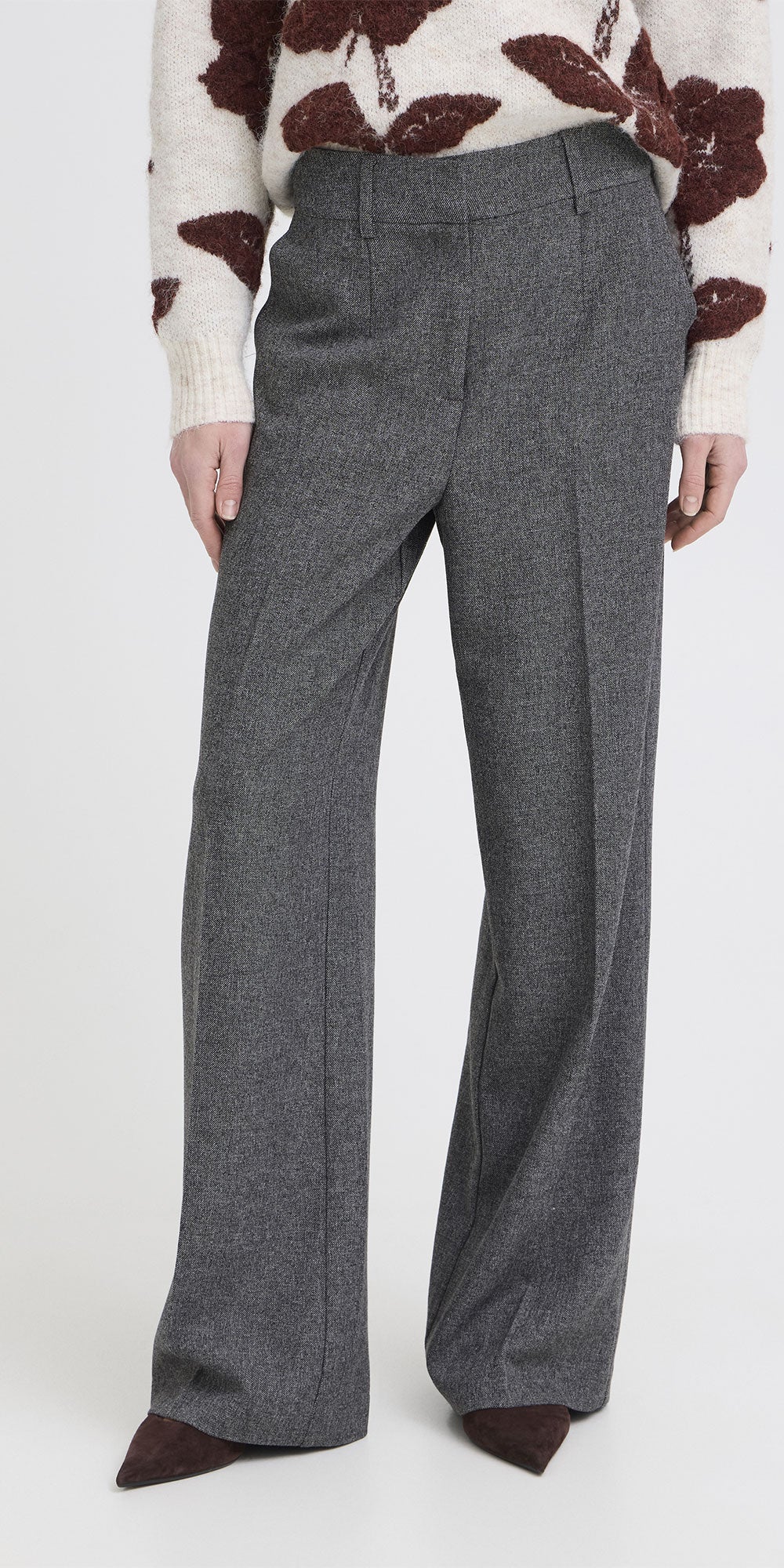 B.Young Tweed Trousers, charcoal melange