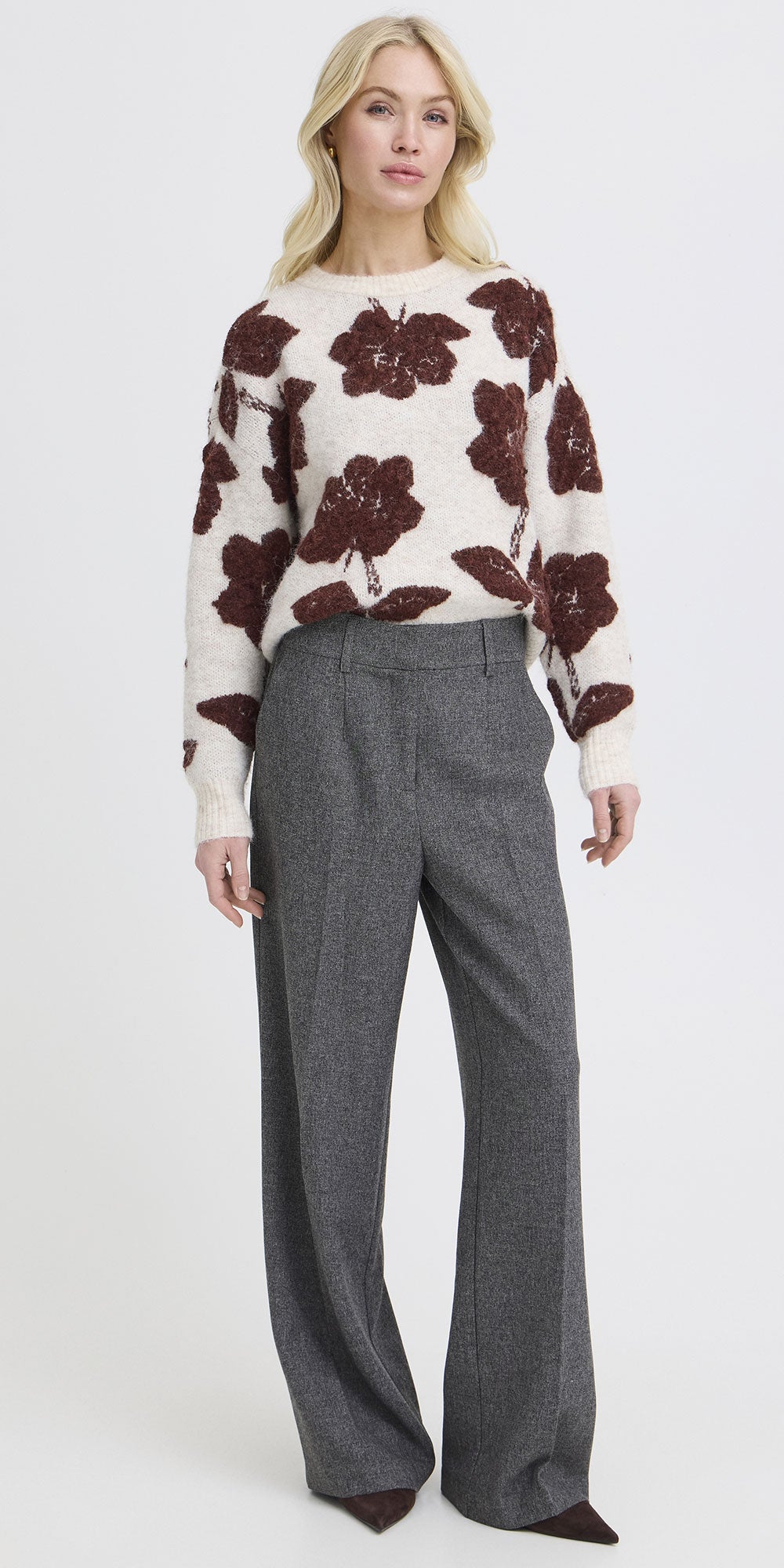 B.Young Tweed Trousers, charcoal melange
