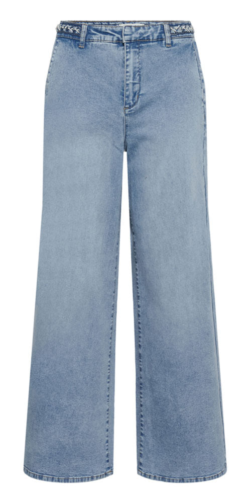 Cream Braided Waistband Trouser Jeans