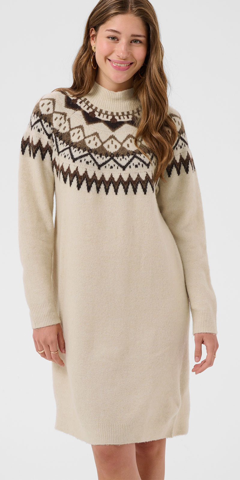 Cream Fair Isle Sweater Dress