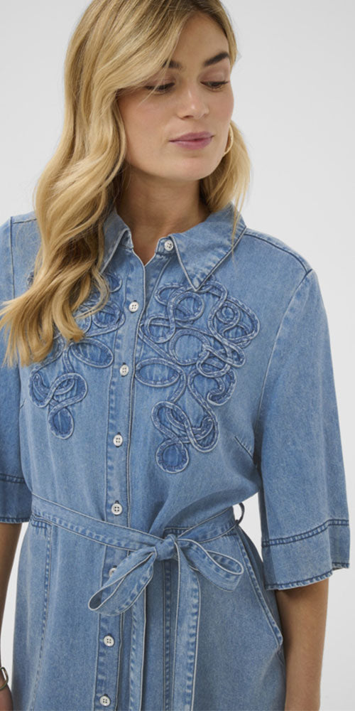 Cream Lyocell Denim Dress