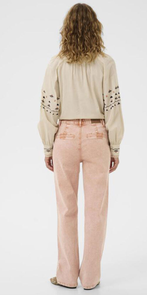 Cream Straight Trouser Jeans, washed pink