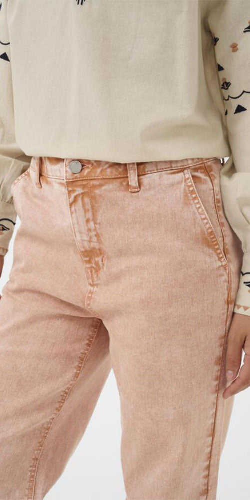 Cream Straight Trouser Jeans, washed pink