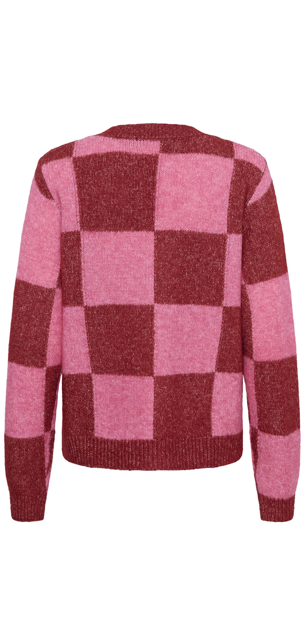 Culture Bold Check Pullover, pink/red