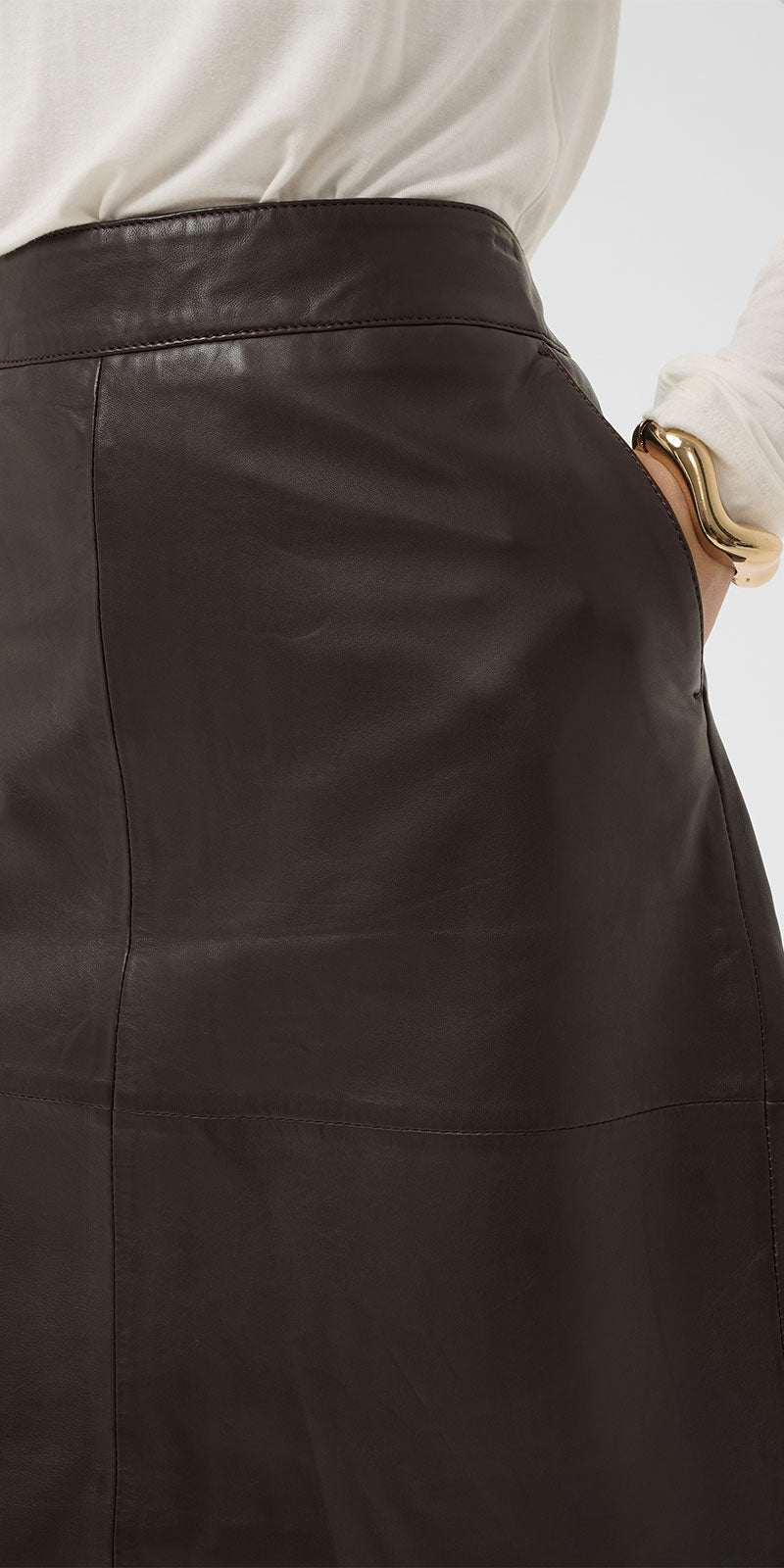 Culture Leather Skirt, chocolate brown