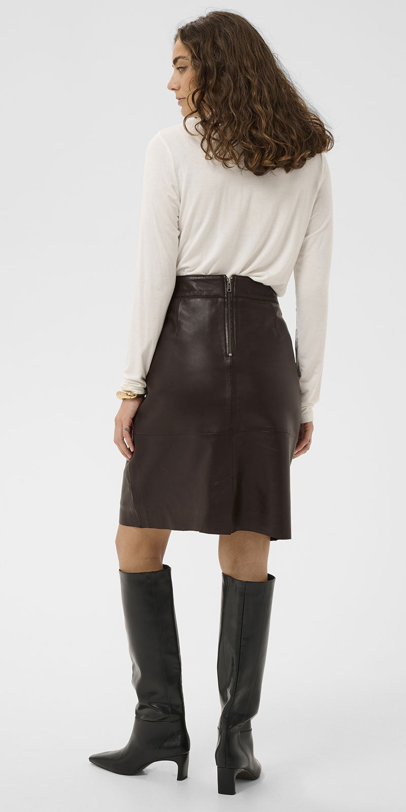 Culture Leather Skirt, chocolate brown