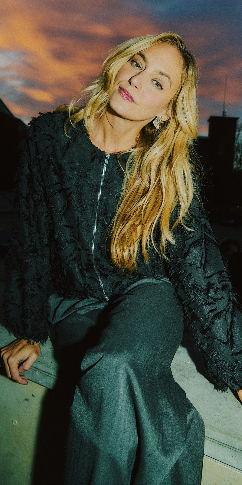 Fransa Eyelash Bomber Jacket