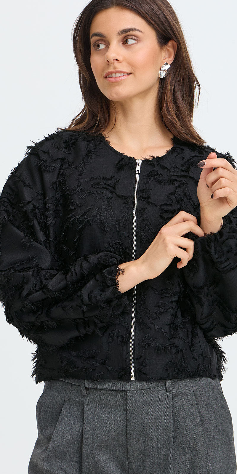 Fransa Eyelash Bomber Jacket