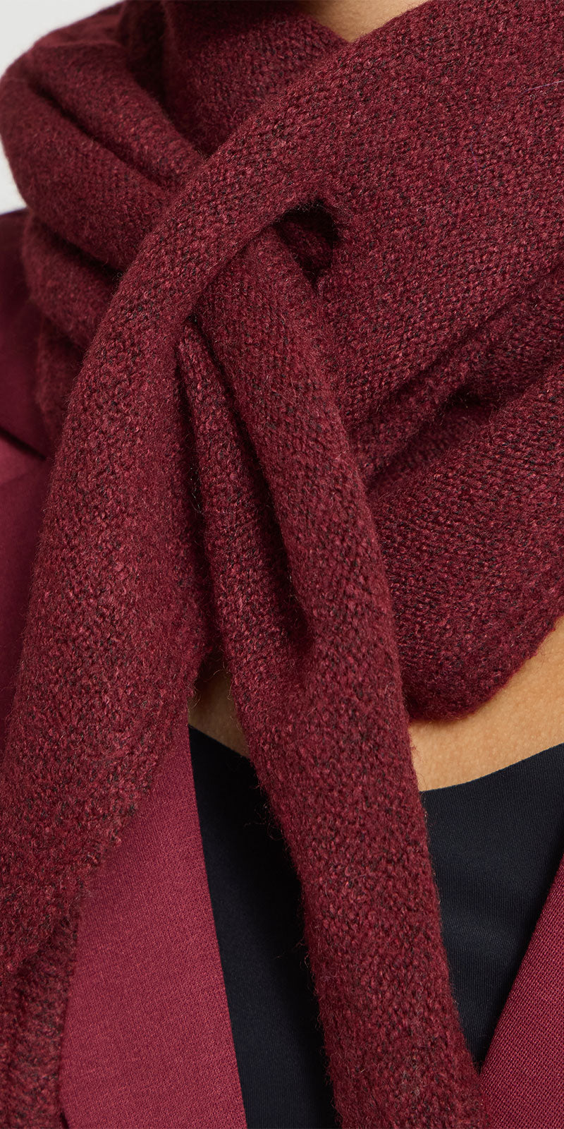 Ichi Looped Triangle Scarf, dark red
