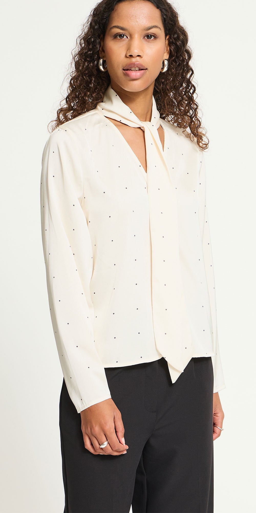 Ichi Satin Polka Dot Blouse