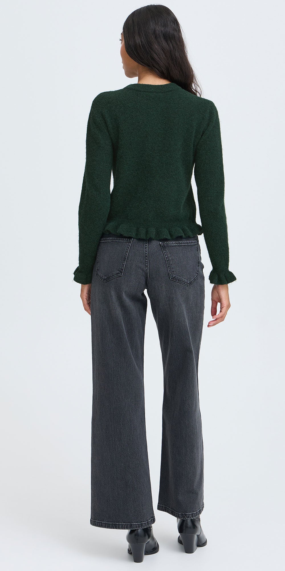 B.Young Ruffle Trim Sweater, green