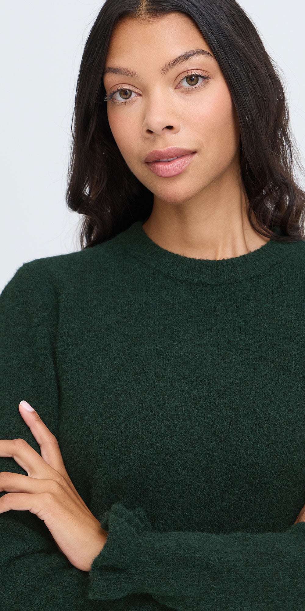 B.Young Ruffle Trim Sweater, green