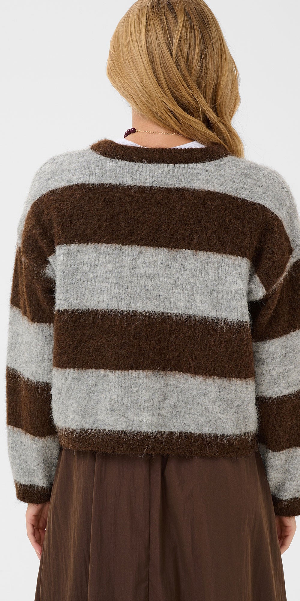 Saint Tropez Bold Stripe Pullover, brown/grey