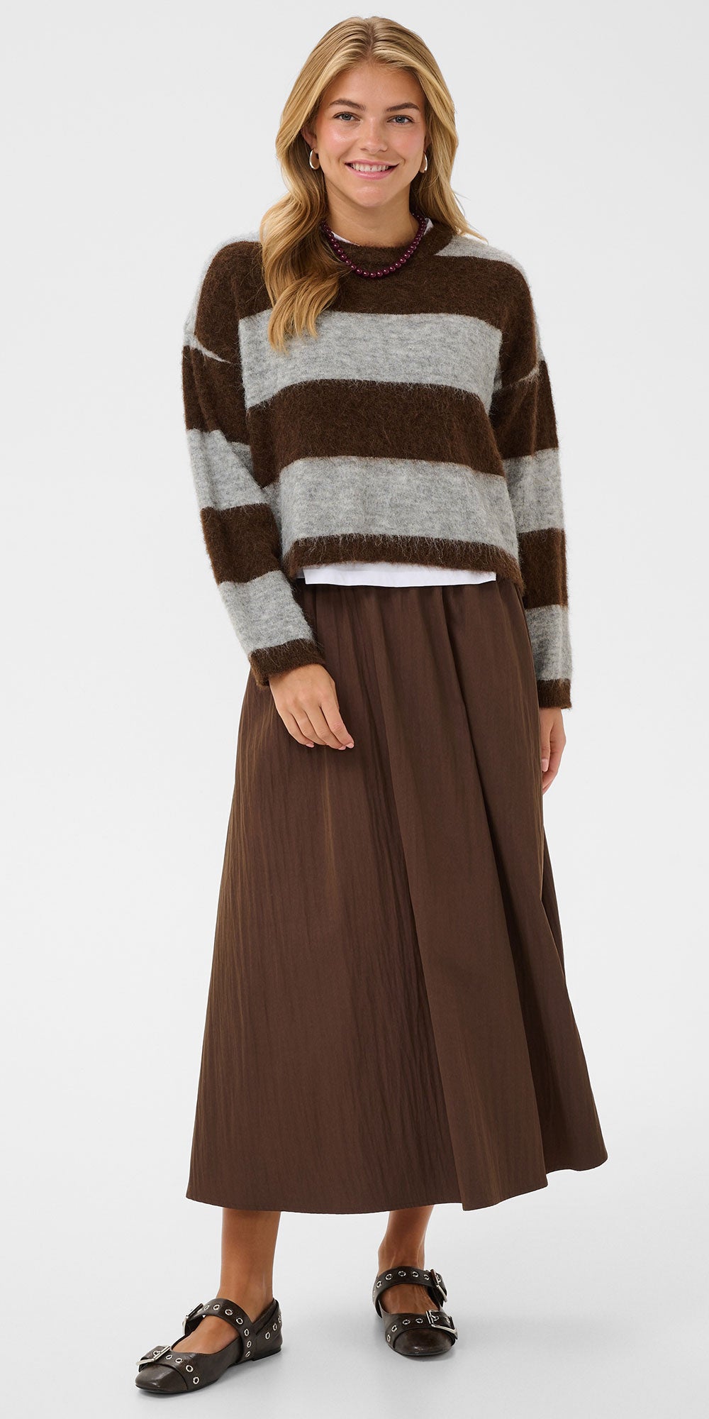 Saint Tropez Bold Stripe Pullover, brown/grey