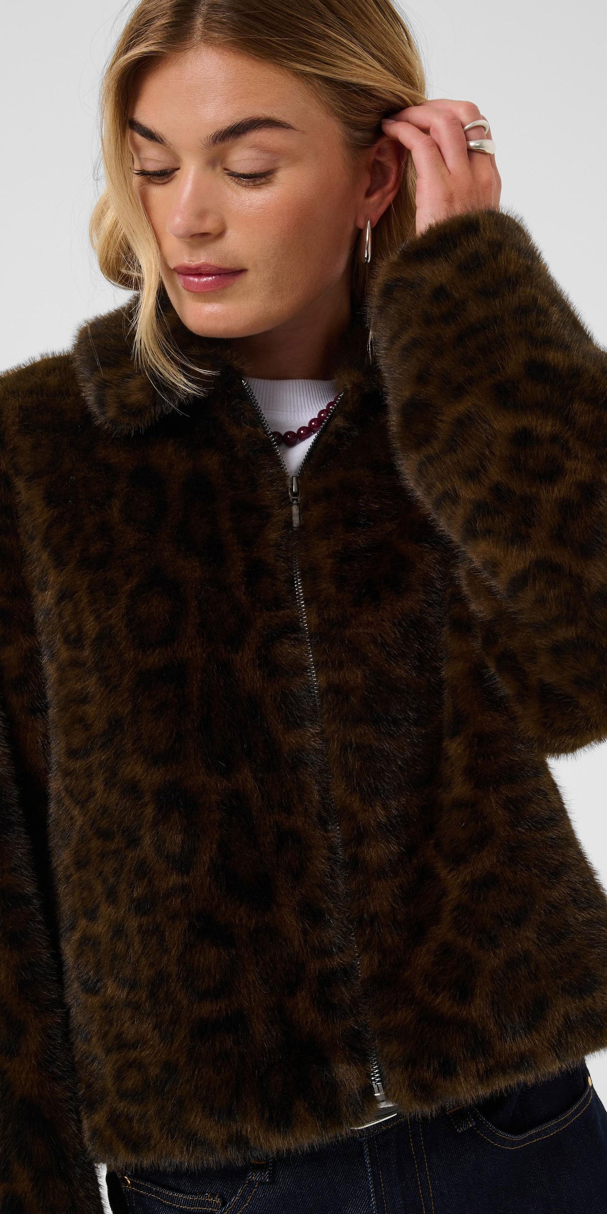 Saint Tropez Leopard Faux Fur Jacket