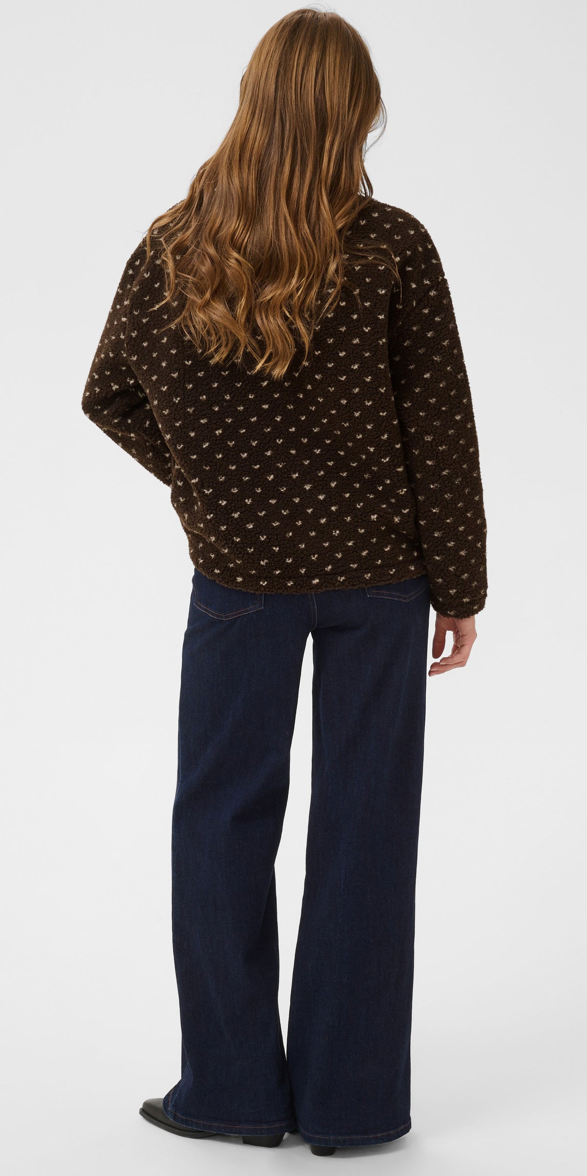 Saint Tropez Polka Dot Teddy Fleece Jacket, brown