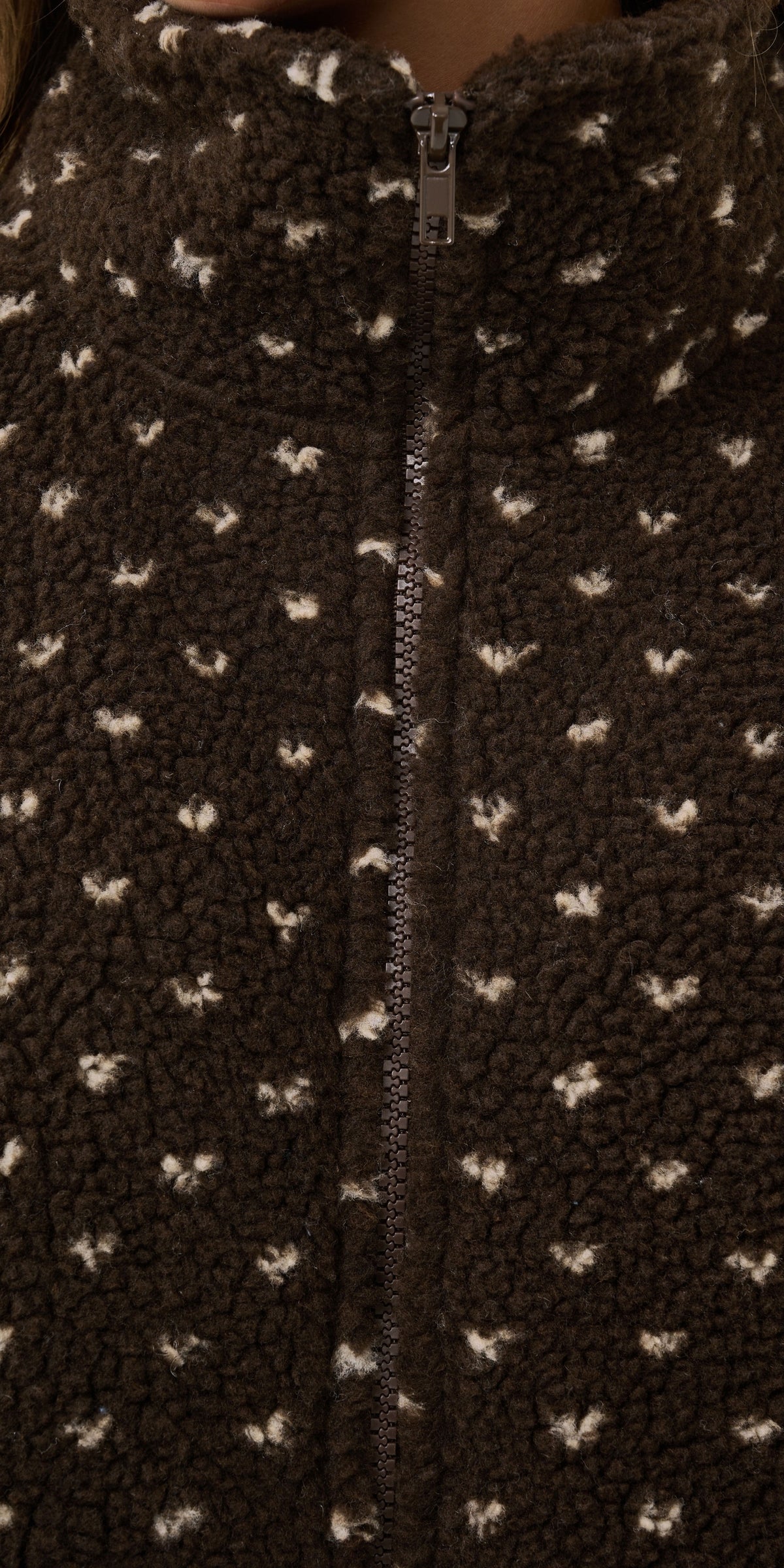 Saint Tropez Polka Dot Teddy Fleece Jacket, brown