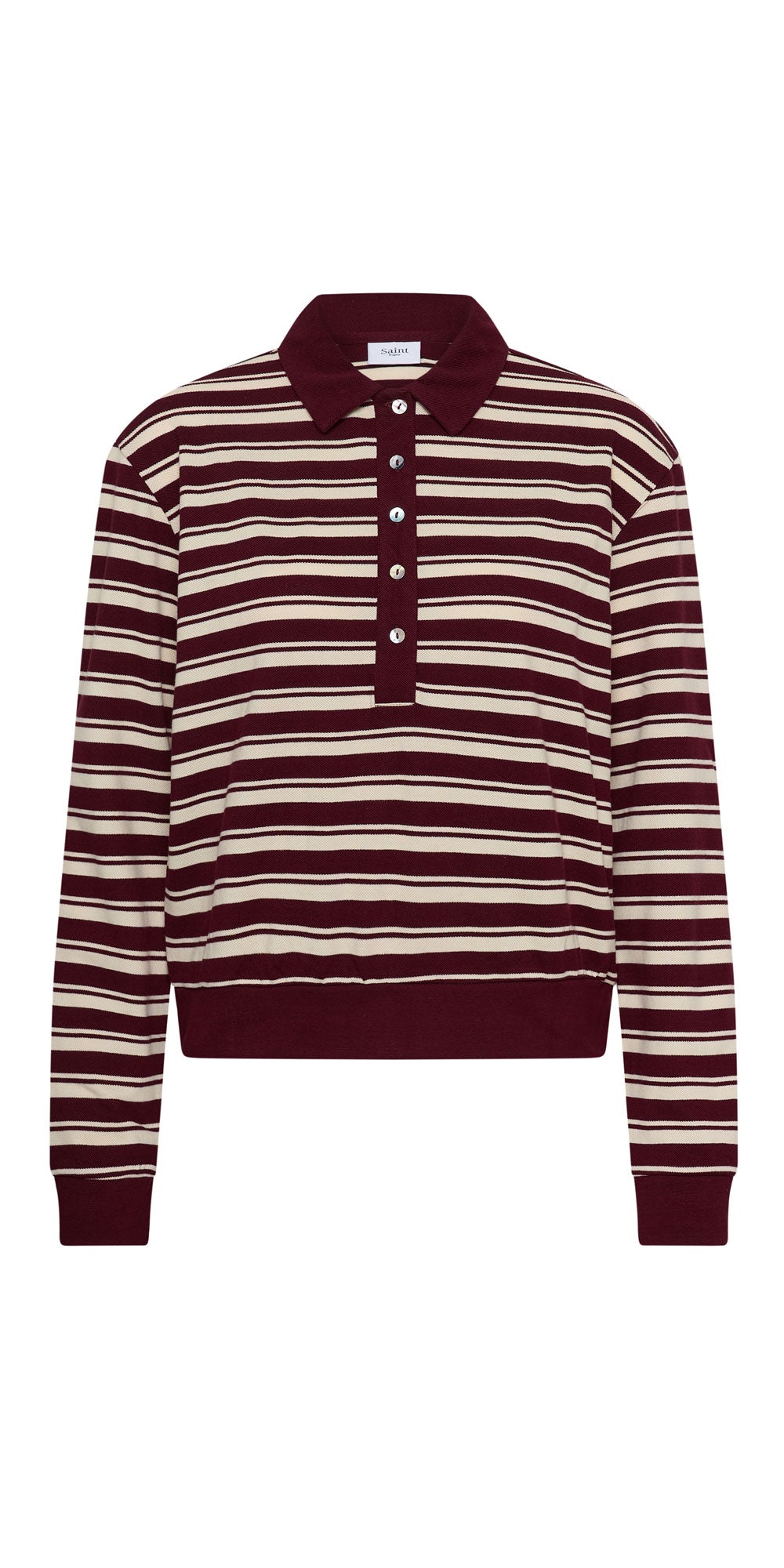 Saint Tropez Cotton Piqué Polo, burgundy stripe