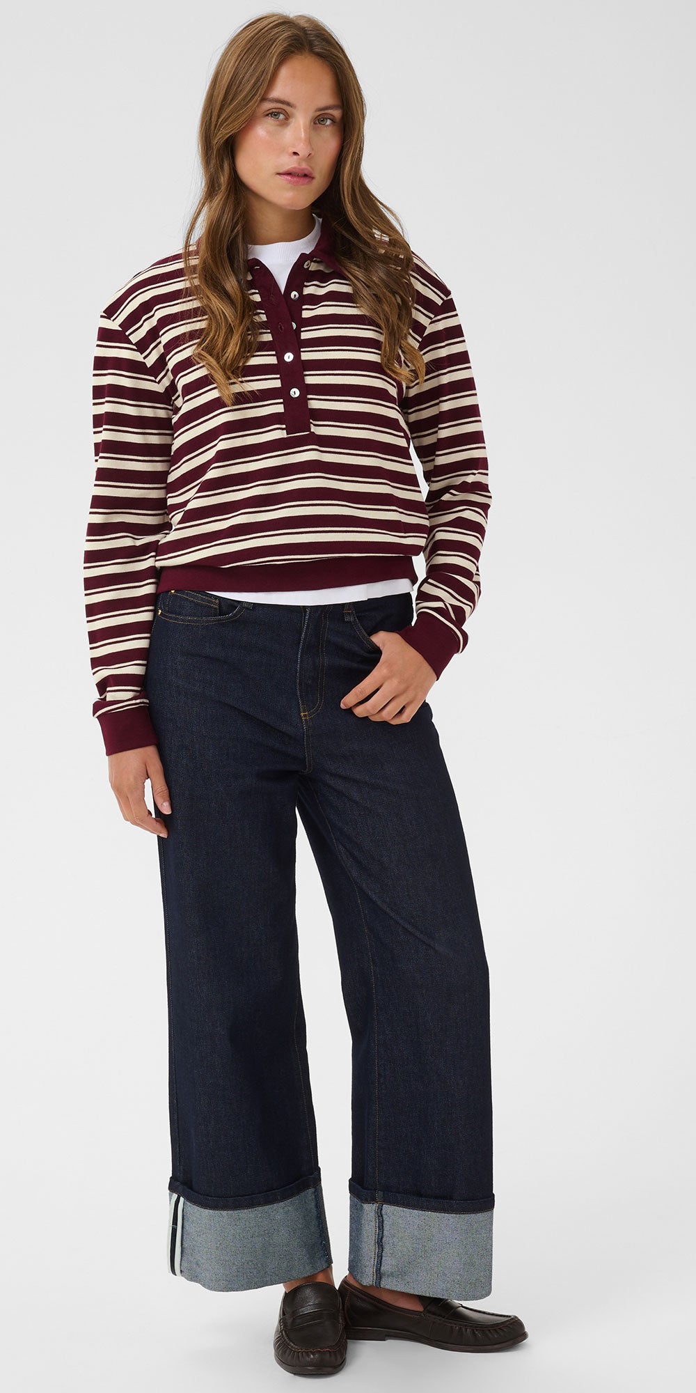 Saint Tropez Cotton Piqué Polo, burgundy stripe