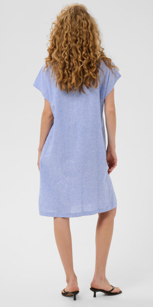 Culture Linen Blend Tunic Dress, blue