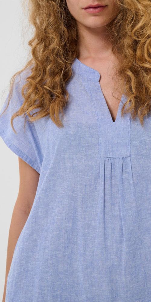 Culture Linen Blend Tunic Dress, blue