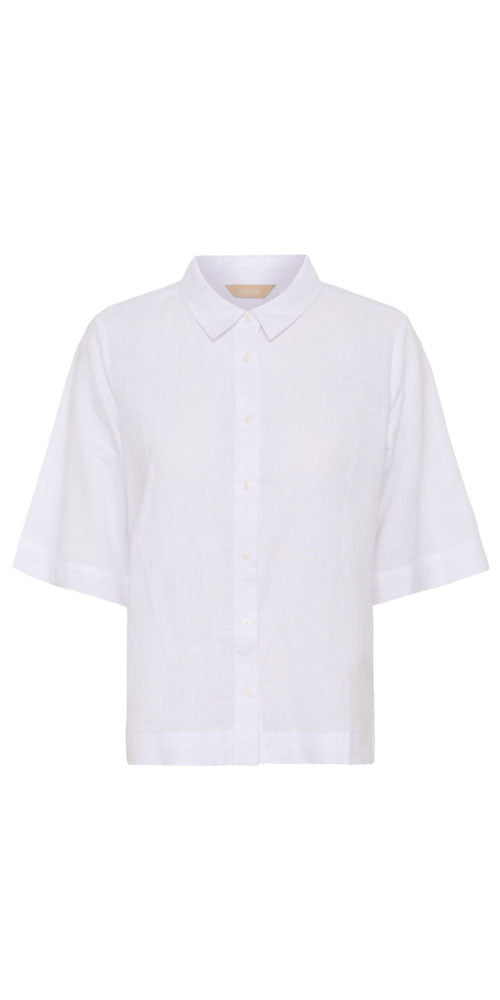 Culture Linen Blend Half Sleeve Shirt, white