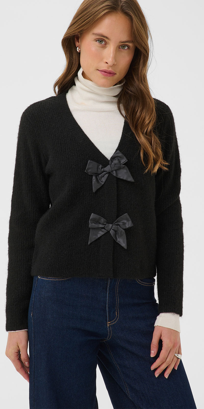Kaffe Bow Cardy, black