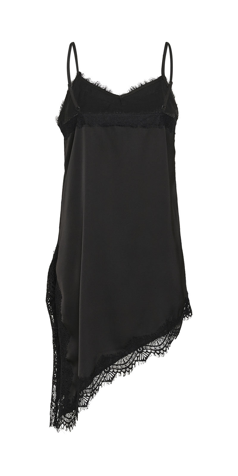 Kaffe Asymmetrical Lace Trim Cami, black