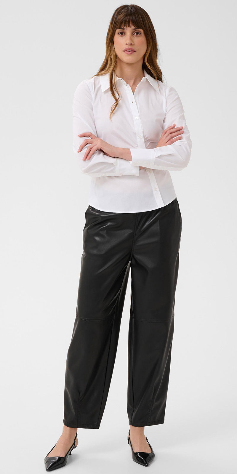 Kaffe Asymmetrical Button Up Shirt, bright white