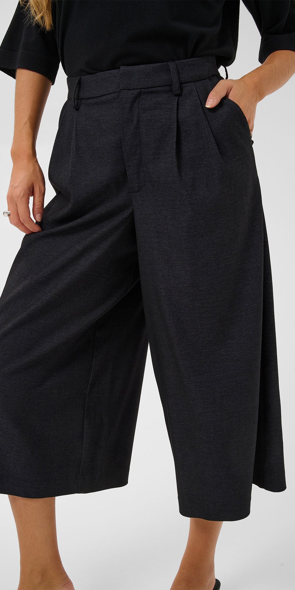 Kaffe Gabby Culotte Trousers, darkest charcoal
