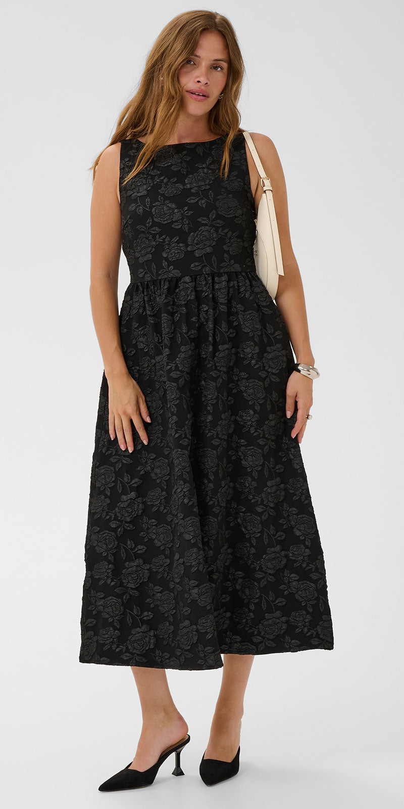 Kaffe Floral Jacquard Dress, black