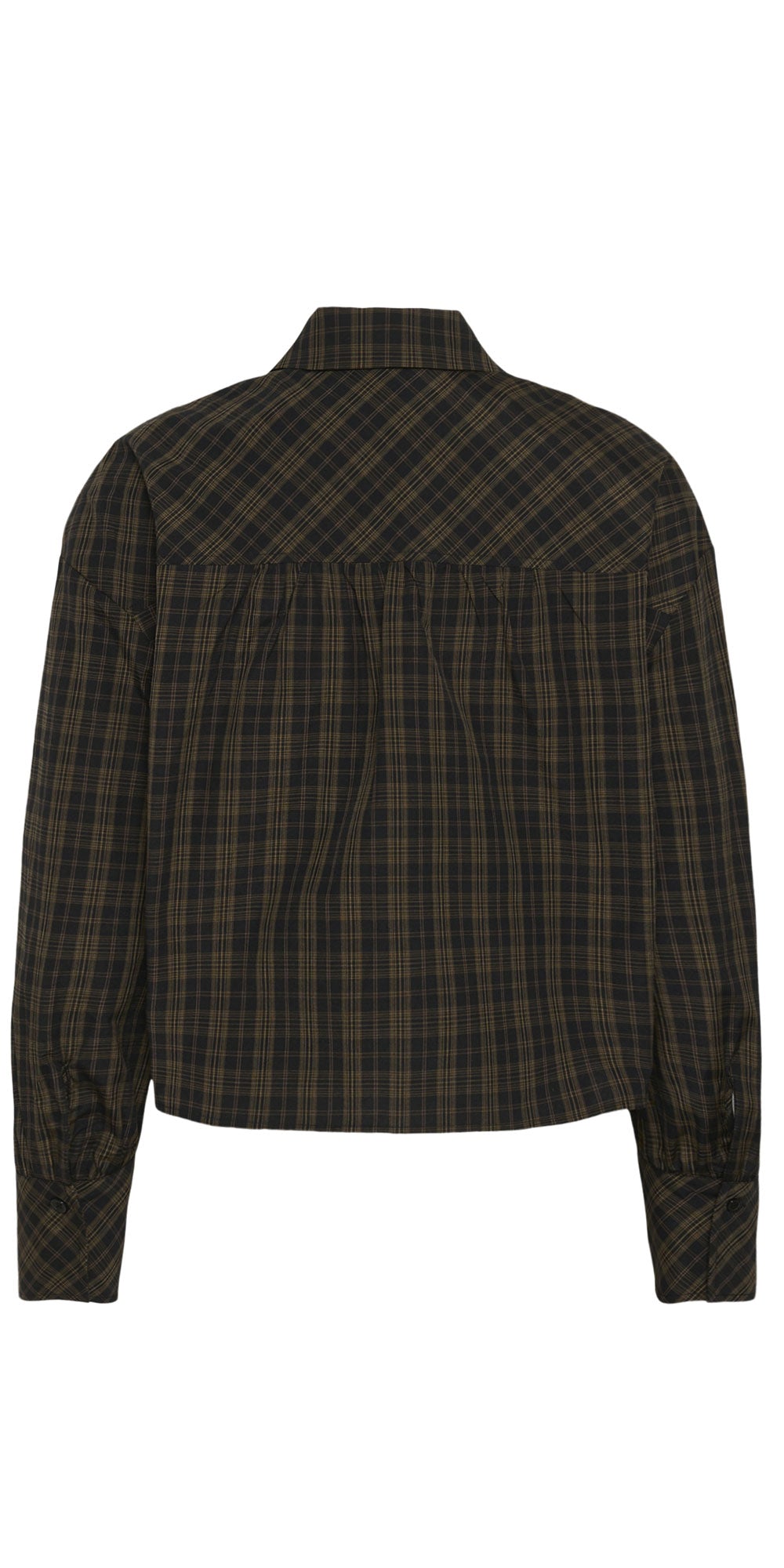 Kaffe Plaid Poplin Button Shirt, black/olive