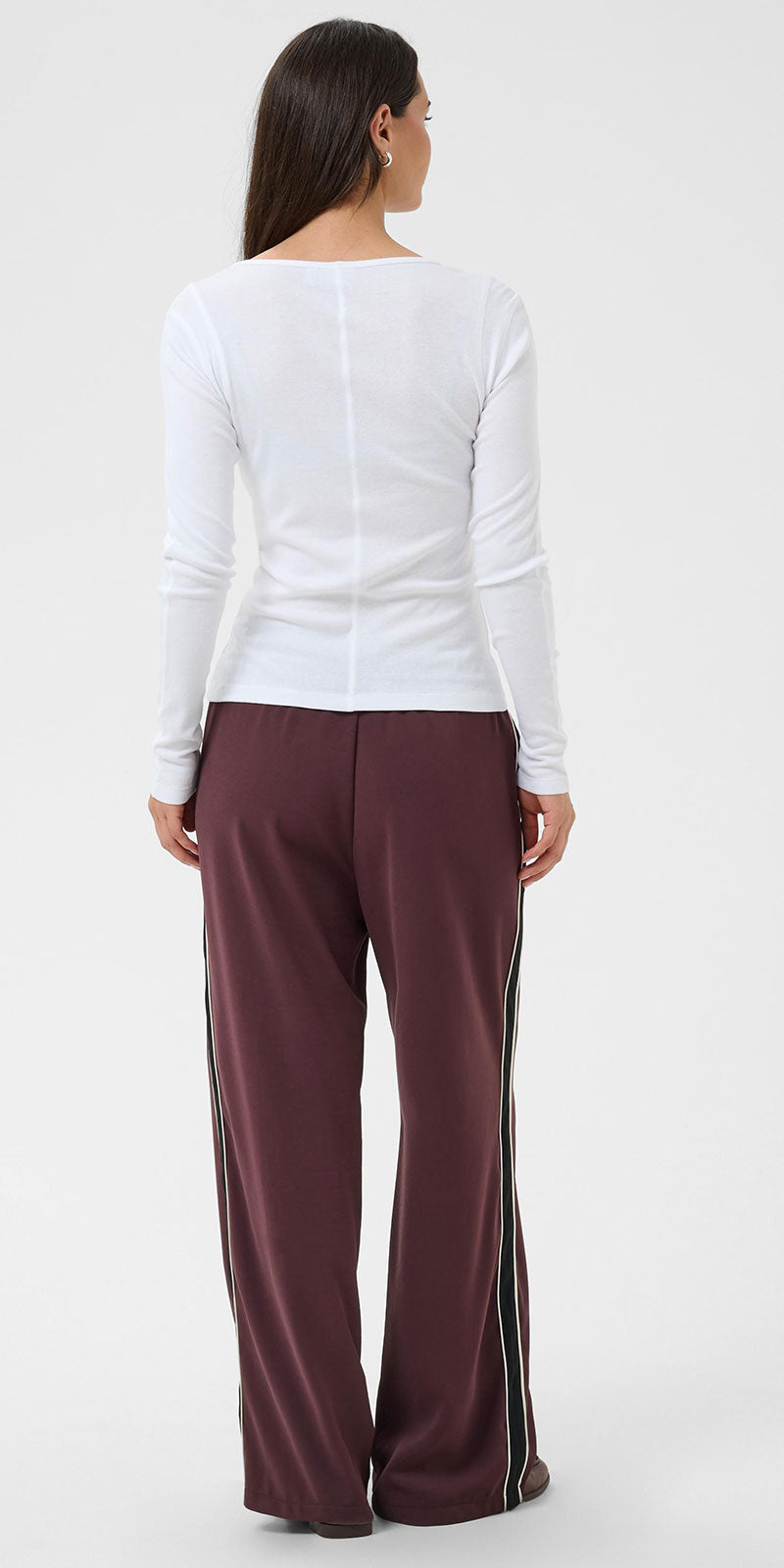 Kaffe Seamed Long Sleeve Top, white