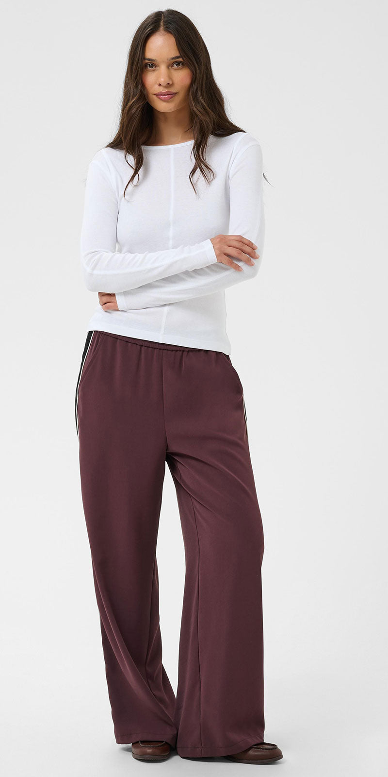 Kaffe Seamed Long Sleeve Top, white