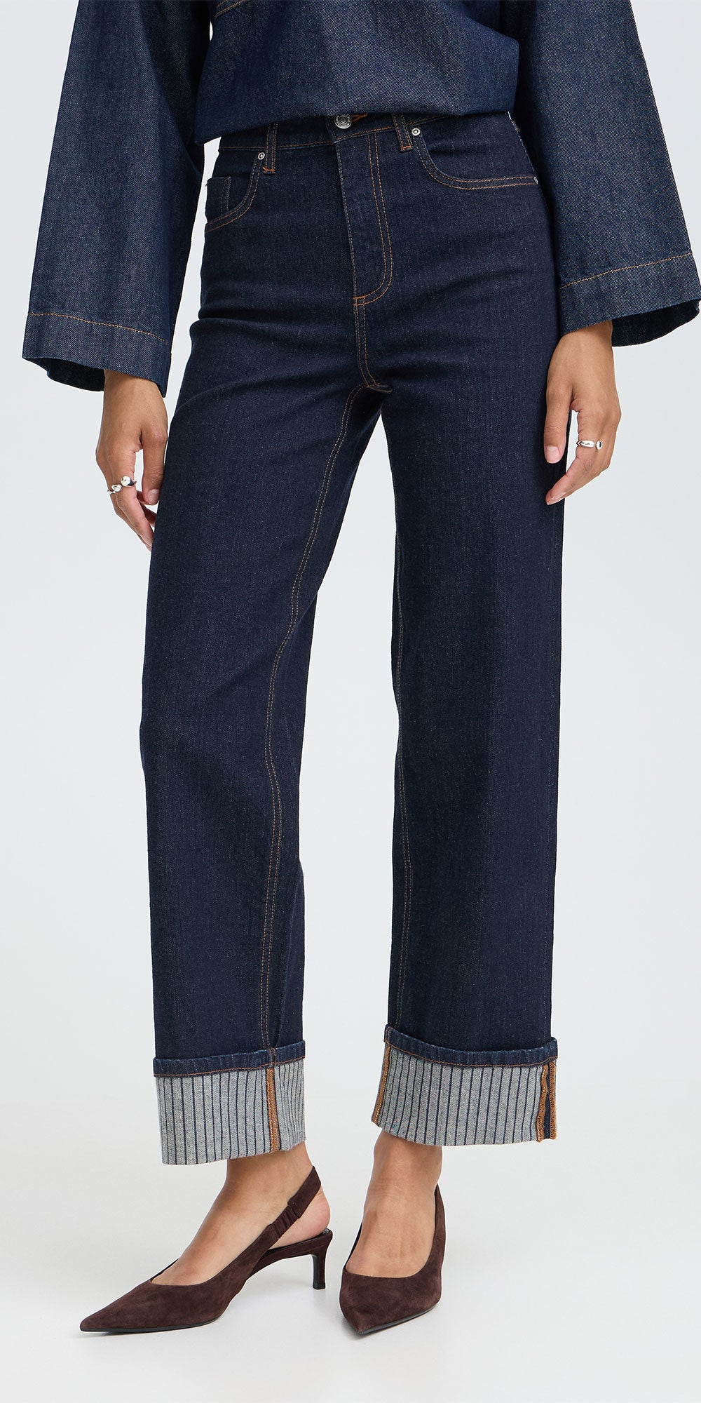 B.Young Stripe Cuffed Jeans
