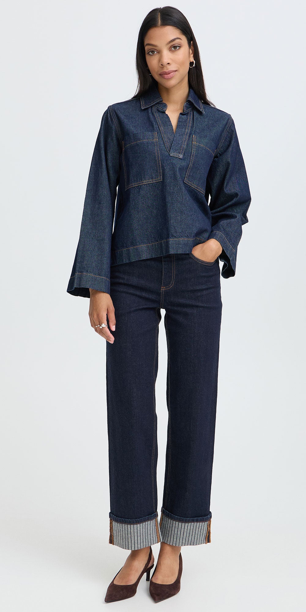 B.Young Stripe Cuffed Jeans
