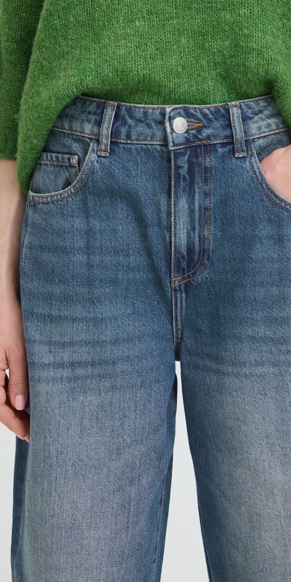 B.Young High Waist Barrel Jeans, mid wash